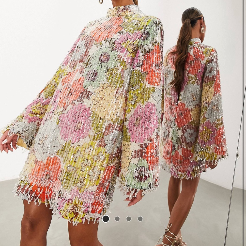 ASOS bright floral print/sequin dress
